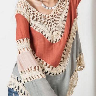 Fast 's V-neck Long Sleeve Hollow Out..