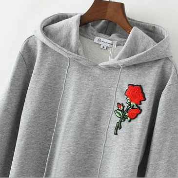 Embroidery Hooded Long-sleeved Sweater Suit