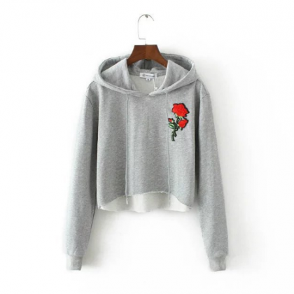 Embroidery Hooded Long-sleeved Sweater Suit