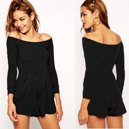 One Size Black Off-shoulder Mini Party Dress..