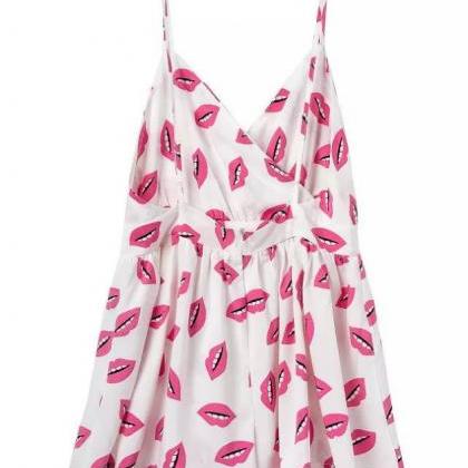 Red Lips Print Jumpsuit