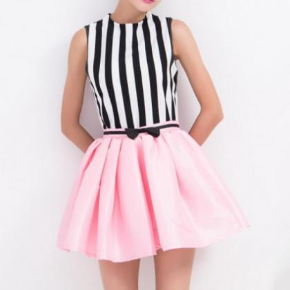 Stripes Printed Top&skirt Set 063046