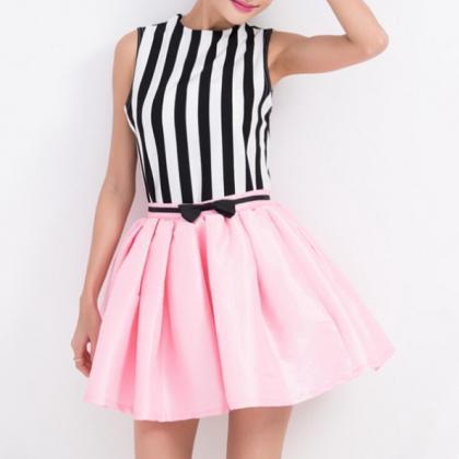 Stripes Printed Top&skirt Set 063046