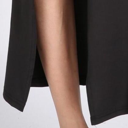 Long Long Cutted Maxi Skirt Black/ Khaki
