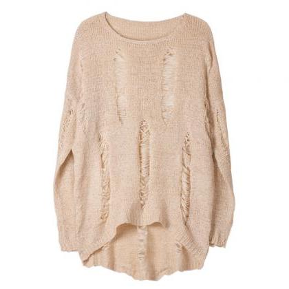 Korean Style Loose Fit Torn Ripped Sweater Knit..