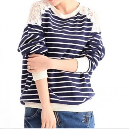 Lace Stripe Sweater