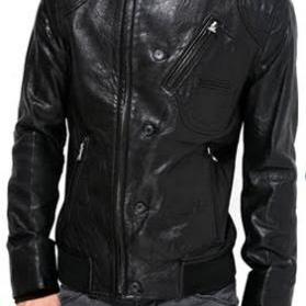 Handmade Mens Black Leather Jacket, Men Black..