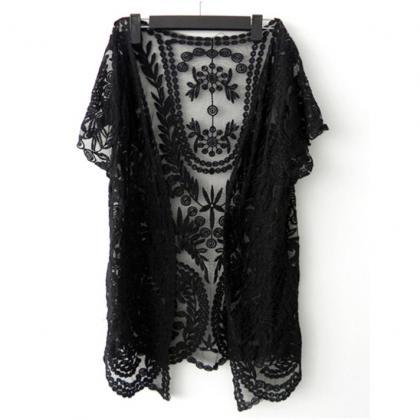 Women's Hollow-out Shirt Lace..