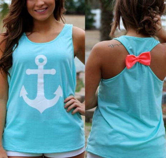 Fast 's Sailor Anchor Back Bow Tank Top T-shirt