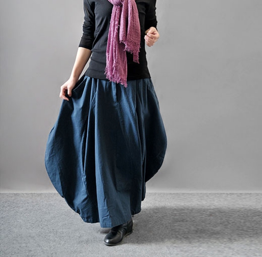 Blue Lake Cotton Linen Skirts,A-line Skirt,pleated Flared, 48% OFF