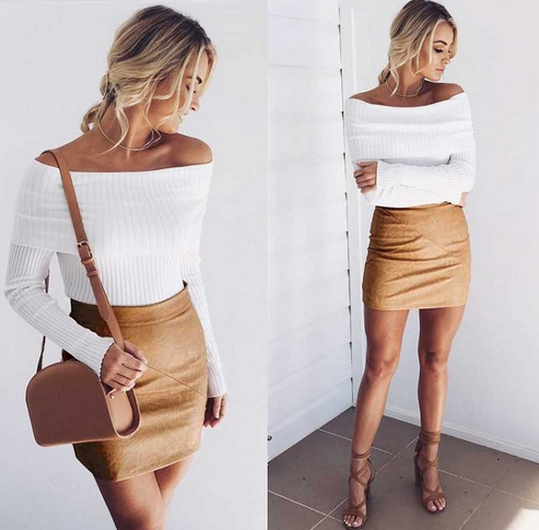 Ribbed Knit Double Layered Off-the-shoulder Long Sleeved Top