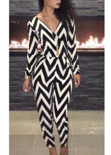 Printed Long Slevee Jumpsuit main image 1